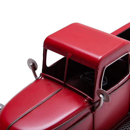 12'' Iron Red Classic Truck Figurine - Desk Decor, Wine Holder & Christmas Centerpiece (Variation: Red+12'')