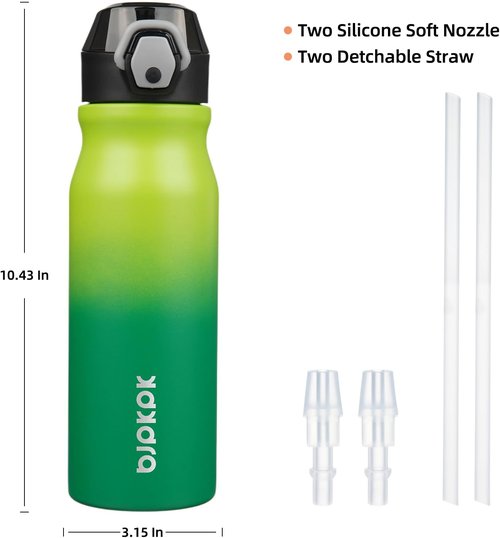 BJPKPK 25oz Insulated Water Bottle - Stainless Steel, BPA-Free, Leak-Proof with Straw | Bamboo Grove Design