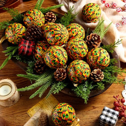 Syhood 12 Pack African Kente Christmas Ornaments - Chic Style