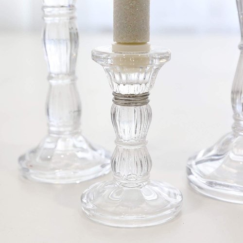 Clear Crystal Candle Stick Holders by [Brand Name] - 3 Pack for Taper Candles | Perfect for Weddings & Parties