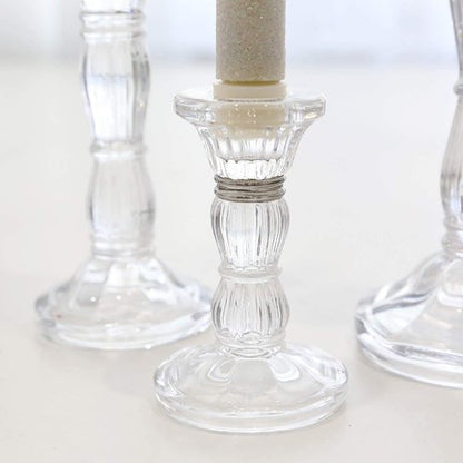 Clear Crystal Candle Stick Holders by [Brand Name] - 3 Pack for Taper Candles | Perfect for Weddings & Parties