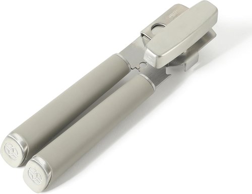 Calphalon Edge Stainless Steel Can Opener & Bottle Opener - Heavy Duty with Thermoplastic Rubber Handle - Taupe