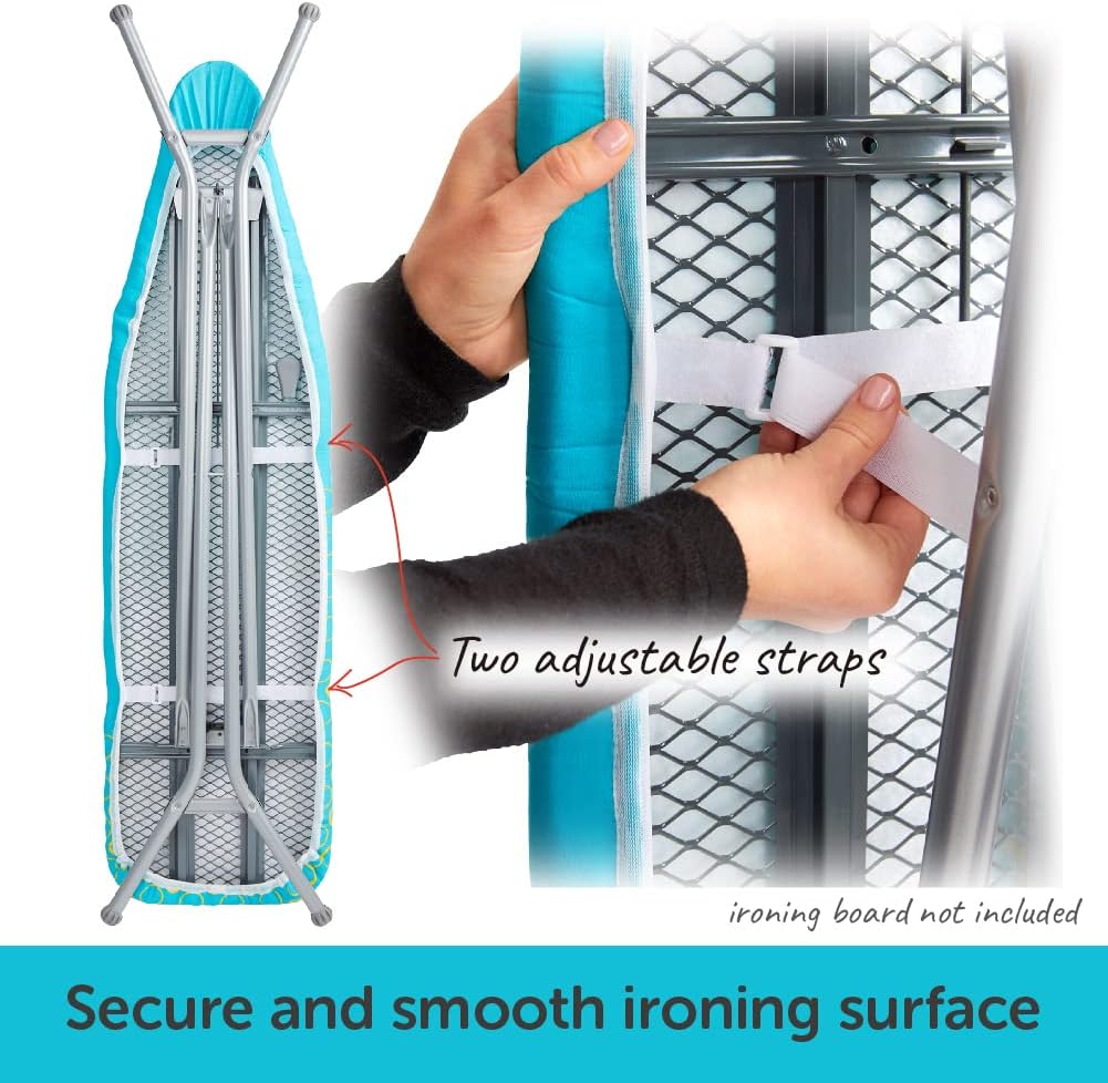 Oliso Ironing Board Cover - 100% Cotton with Professional Felt Pad | Fits 54" x 15" Boards - Turquoise