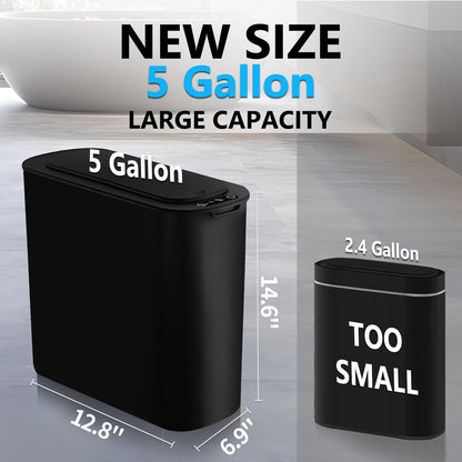 TIPGO 5 Gallon Motion Sensor Trash Can - Touchless Automatic Garbage Bin for Bathroom & Office (Black)