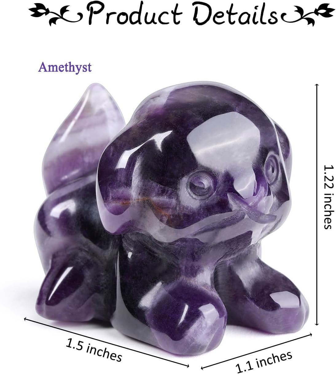 PESOENTH Purple Amethyst Crystal Dog Ornament Dog Lovers Gifts for Women Christmas Birthday,Cute Amethyst Stone Puppy Dogs Figurine Statue Home Room Decor,1.5"