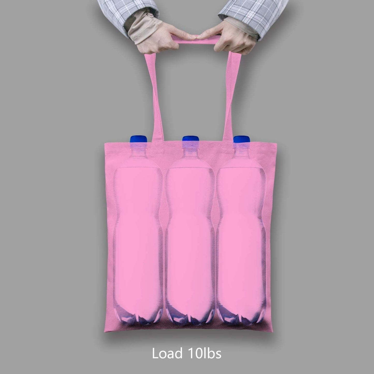 TOPDesign 16"x15" Baby Pink Cotton Tote Bags - 6-Pack Lightweight Reusable Grocery Bags for DIY & Gifts