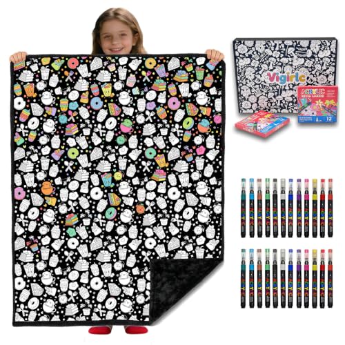 DIY Coloring Blanket for Adults & Kids - Desserts Variation 50x60 Inch