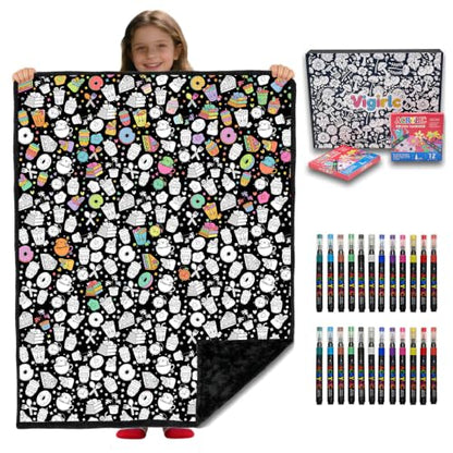 DIY Coloring Blanket for Adults & Kids - Desserts Variation 50x60 Inch