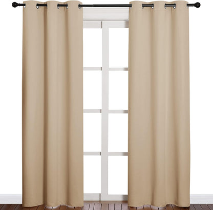 NICETOWN Thermal Insulated Eyelet Top Room Darkening Curtains - 2 Panels, W42 x L84 inches, Biscotti Beige