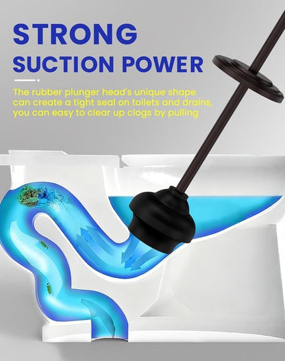 DOWRY Anti-Hand Off Toilet Plunger with Holder for Bathroom,Powerful Efficient Force Suction Cup,Heavy Duty, Deep Cleaning Bronze