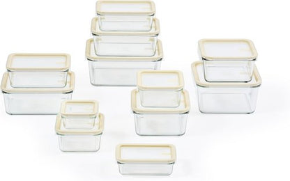 Glasslock Sens 24-Piece Glass Food Storage Set - Airtight & Leakproof | Microwave & Oven Safe, Nestable Design