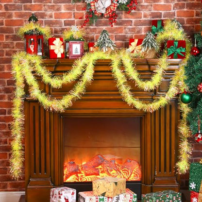 Moxweyeni Lime Green Metallic Tinsel Garland 25 ft Christmas Decor - Variation 1