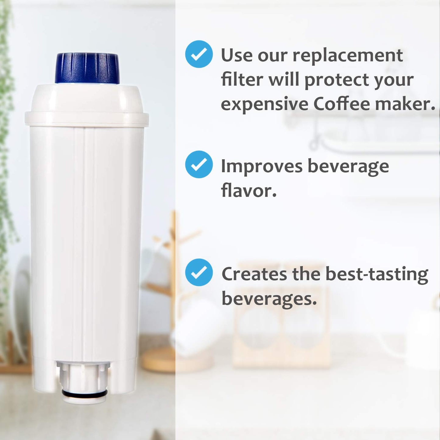 PUREUP 2 packs Water Filter Compatible with Longhi Filter DLSC002 ECAM, ETAM, DLS C002, EC680, EC800, Water Filter Cartridges Activated Carbon Softener