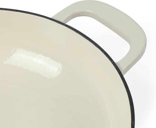 Martha Stewart Gatwick Enameled Cast Iron Dutch Oven Braiser - 3.5 Quart, Linen with Gold Knob