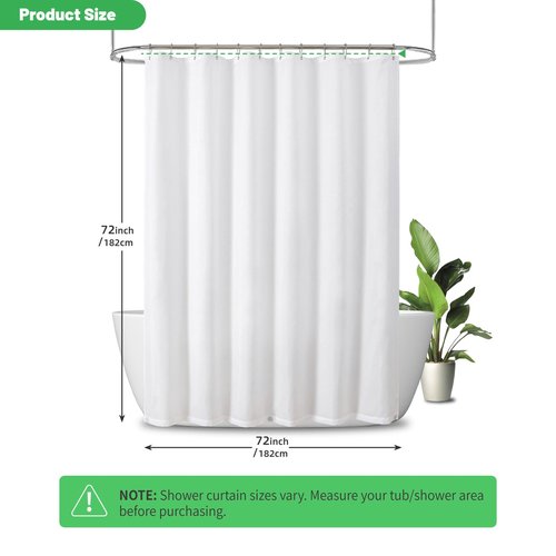 eachope Waterproof Fabric Shower Curtain Liner with 3 Heavy-Duty Magnets - Washable White Shower Liner with Rustproof Grommets,Hotel Quality Lightweight Shower Curtains for Bathroom,72x72 inches