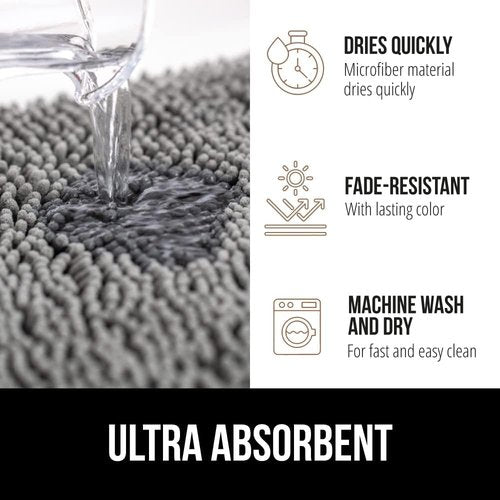 GORILLA GRIP Bath Rug & Loofah Shower Mat Bundle - Gray | 24x17 & 24x16 Sizes