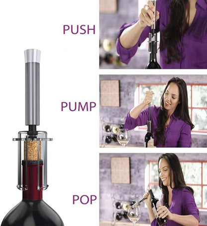 Wino on the go Wine Opening Set,Air Pressure Pump Wine Bottle Opener,Easy Cork Remover Corkscrew,Corkscrew Wine Opener Wine Opener Aluminum Alloy Handle(Red)