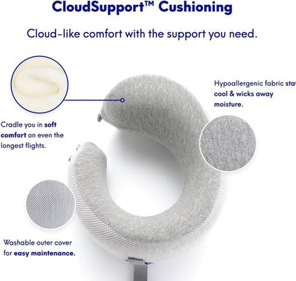 C CUSHION LAB Travel Pillow - Award-Winning Ergonomic Memory Foam for Neck & Chin Support | Compact Gray Design