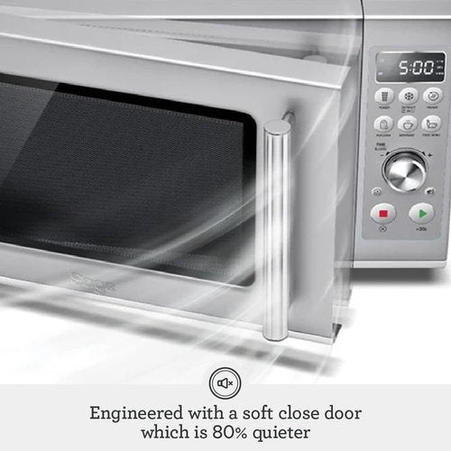 Breville BMO650SIL Microwave Oven - Compact Wave Design with Soft Close - Silver Finish