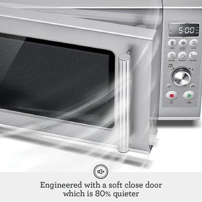 Breville BMO650SIL Microwave Oven - Compact Wave Design with Soft Close - Silver Finish