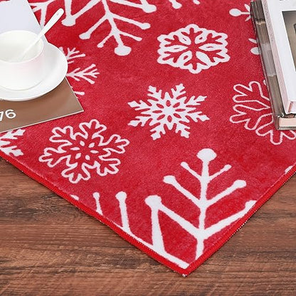 Christmas Snowflake Area Rug 5x7 Feet Red Floor Cover for Holiday Decor - Variation of Red Snowflake