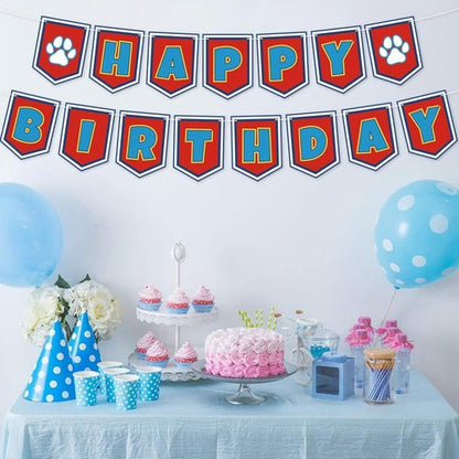 Cartoon Dog Paw Birthday Banner - Adorable Decorations for Boys' 1st, 2nd, & 3rd Birthday Parties