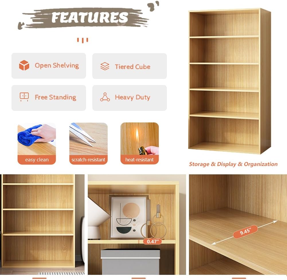 NELYÉ Open Shelf Bookcase - 3-Tier Wooden Cube Storage for Books & Decor | White Finish