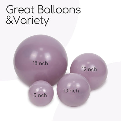 Skiennix Dusty Purple Balloon Set - 120 Pieces in 5-18 Inch Sizes for Boho Bridal & Baby Shower Decor