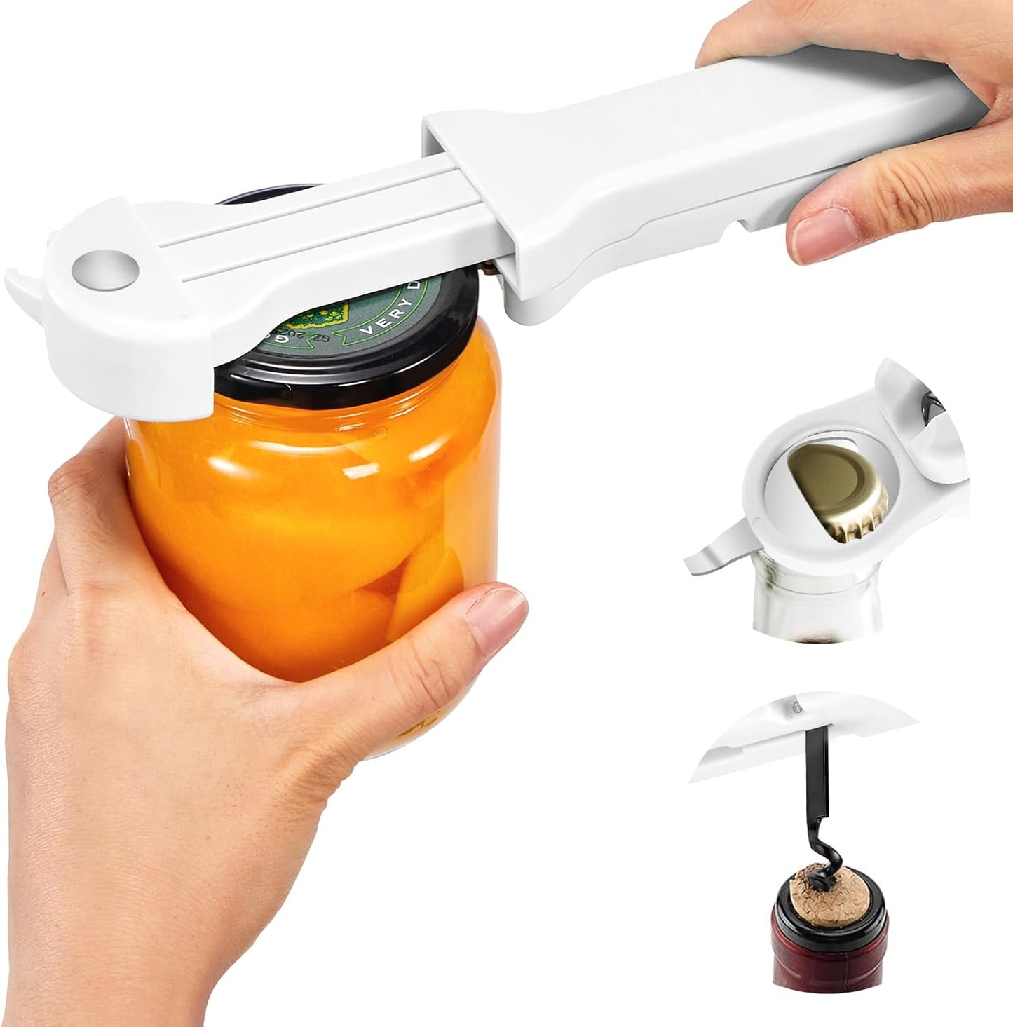 Skiennix 7-in-1 Jar Opener for Seniors - Magnetic Adjustable & Easy-Grip Kitchen Gadget (Off-White)