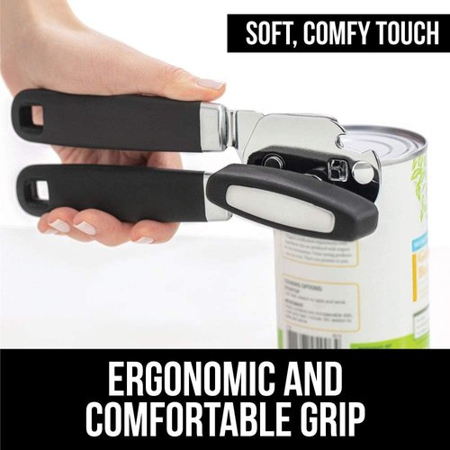 Gorilla Grip Manual Can Opener - Built-In Bottle Opener & 14.5-Inch Silicone Oven Mitts | Black Bundle