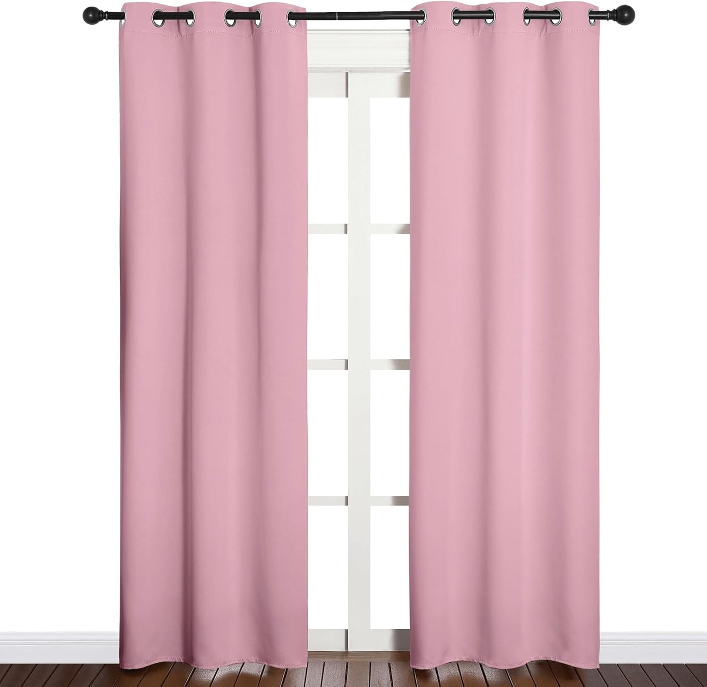 NICETOWN Blackout Curtain Panels - Thermal Insulated Grommet Drapes for Basement | Crystal Pink, 34x84" (1 Pair)