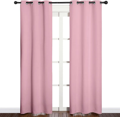 NICETOWN Blackout Curtain Panels - Thermal Insulated Grommet Drapes for Basement | Crystal Pink, 34x84" (1 Pair)