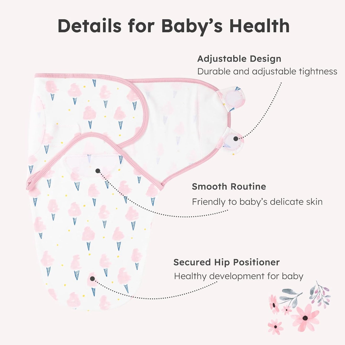Yoofoss Baby Swaddles - 100% Cotton Adjustable Swaddle Sack for Newborns | 0-3 Months, 3 Pack, Soft & Breathable