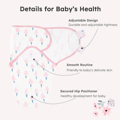Yoofoss Baby Swaddles - 100% Cotton Adjustable Swaddle Sack for Newborns | 0-3 Months, 3 Pack, Soft & Breathable