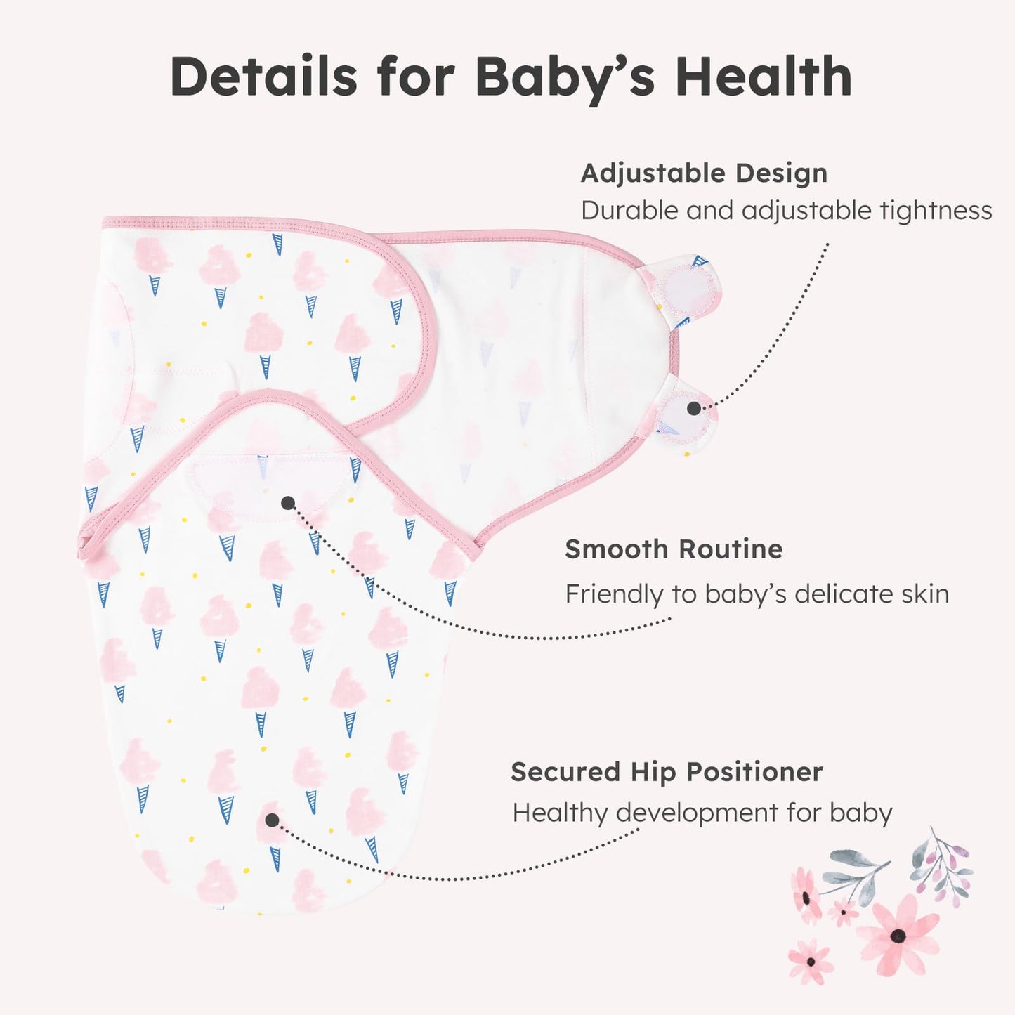 Yoofoss Baby Swaddles for Newborns 100% Cotton, Adjustable Swaddle 0-3 Months 3 Pack Newborn Swaddle Sack, Breathable Soft(Small)