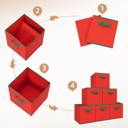 Storage Maniac Storage Cubes - 11-Inch Durable 6-Pack Fabric Bins for Closet & Toy Organization | Red