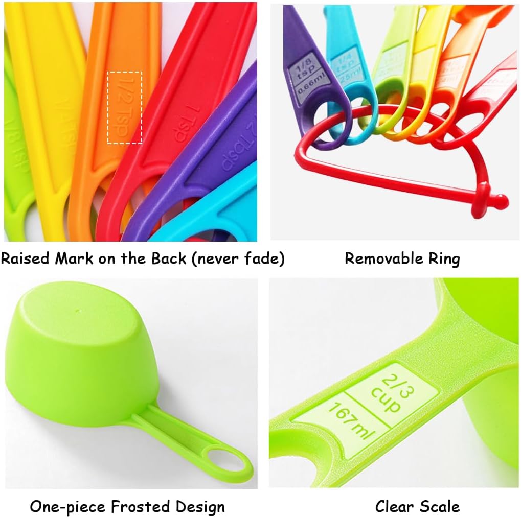 Skiennix 12-Piece Measuring Cups and Spoons Set - Durable, Dishwasher Safe Kitchen Tools in Vibrant Colors