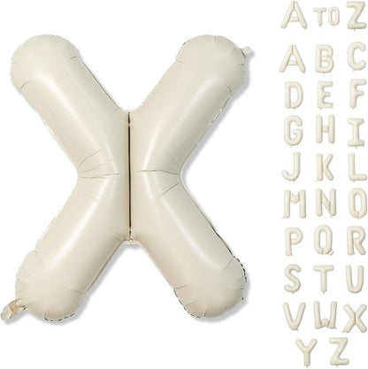 Giant Alphabet X Foil Balloons - Cream Ivory White 40 Inch Mylar Letter for Birthday & Baby Shower Decor