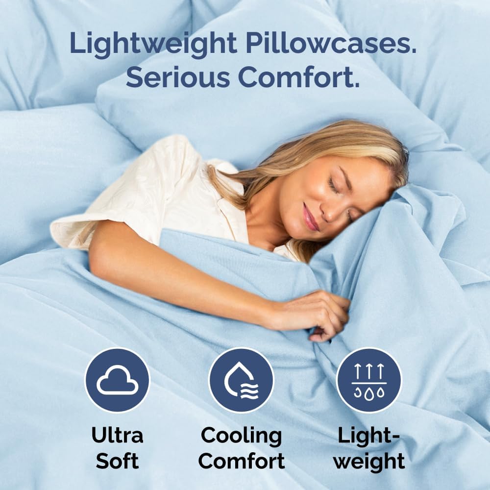 Skiennix Queen Pillow Cases Set of 4 | Ultra Soft Hotel Quality & Wrinkle-Free - Sky Blue