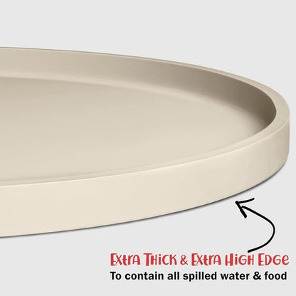 DogBuddy Dog Food Mat - Waterproof Silicone Feeding Mat with Nonslip Edges | Small, White Sand