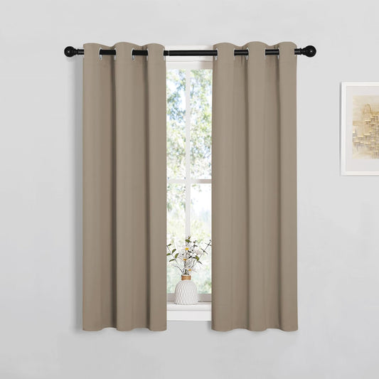 NICETOWN Blackout Curtain Panels - Thermal Insulated Grommet Drapes for Basements | Taupe, 29x45 Inch (1 Pair)