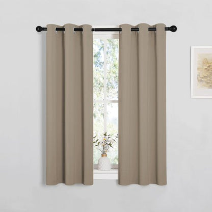 NICETOWN Window Curtain Panels, Thermal Insulated Solid Grommet Blackout Draperies/Drapes for Basement (Taupe, 1 Pair, 29 by 45-inch)