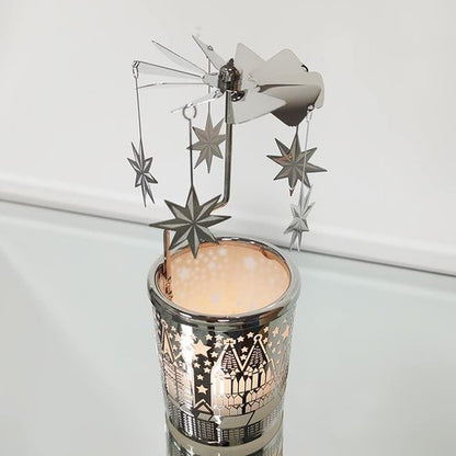 Kingnero Candle Holder - Spinning Tea Light Carousel with North Star Design for Elegant Home Decor