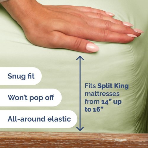 Flex Top Split Head King Sheet Set - Comfy Cooling Bed Sheets | Luxury Hotel Quality in Light Sage Green