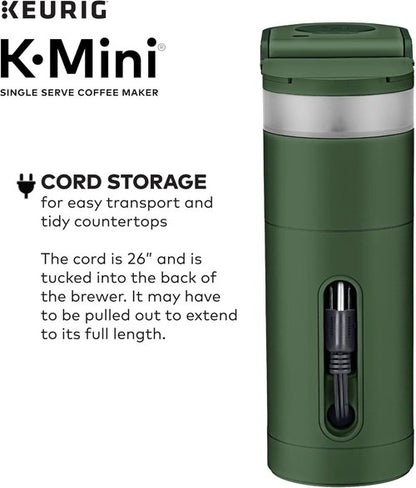 Keurig K-Mini Coffee Maker - Quick Brewing Single Serve with 6-12 Oz Cup Sizes | Evergreen Finish