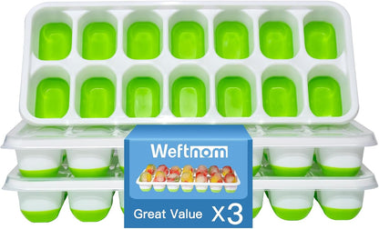 Skiennix Ice Cube Tray - Easy-Release Silicone Trays with Lids | Stackable 3-Pack, BPA-Free & Odor-Free