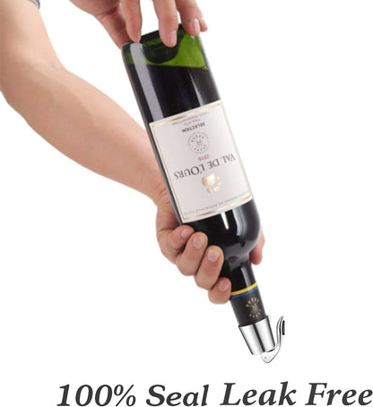 Wine Stopper - Stainless Steel Wine Bottle Stopper with Silicone Seal, Reusable Beverage Preserver, Freshness Keeper, Premium Bottle Sealers, Ideal Wine Saver Accessory Gift Set