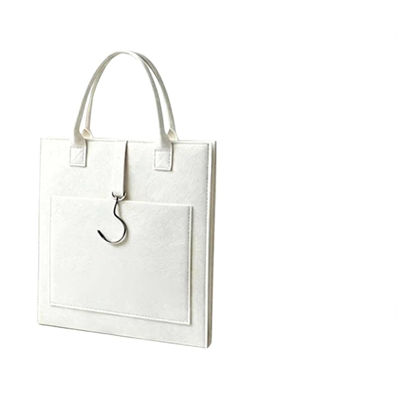 Folding Mirror Bag with Hanging Hook and Storage Pockets - White 12" x 12" Variation