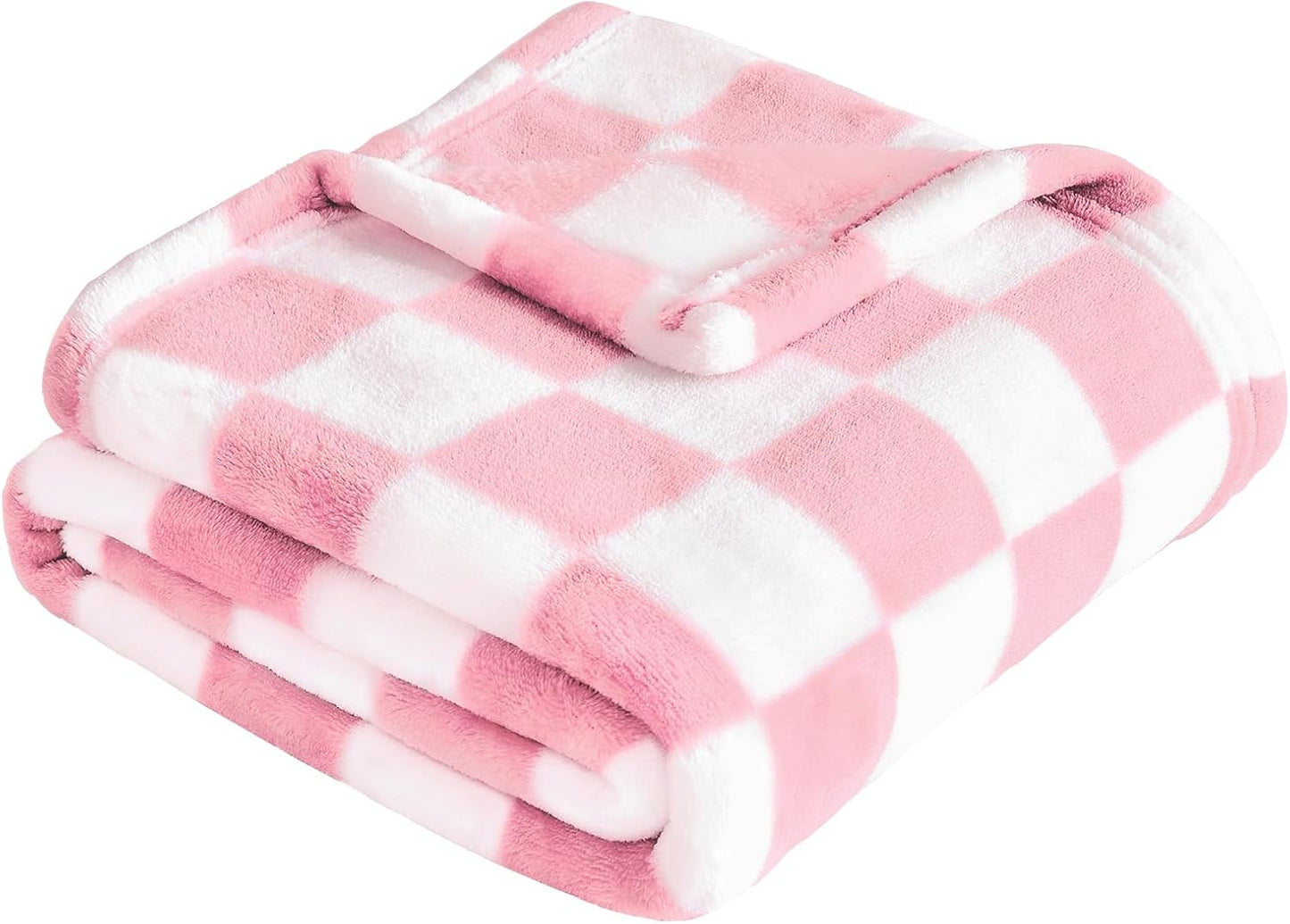 Yurhap Checkered Baby Blanket - Soft Pink Fleece for Girls & Boys | Lightweight 30''x40'' Comfort Blanket