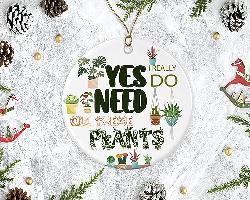 Christmas Ornament Plant Lover Bonsai Decor - Double-Sided Ceramic Gift